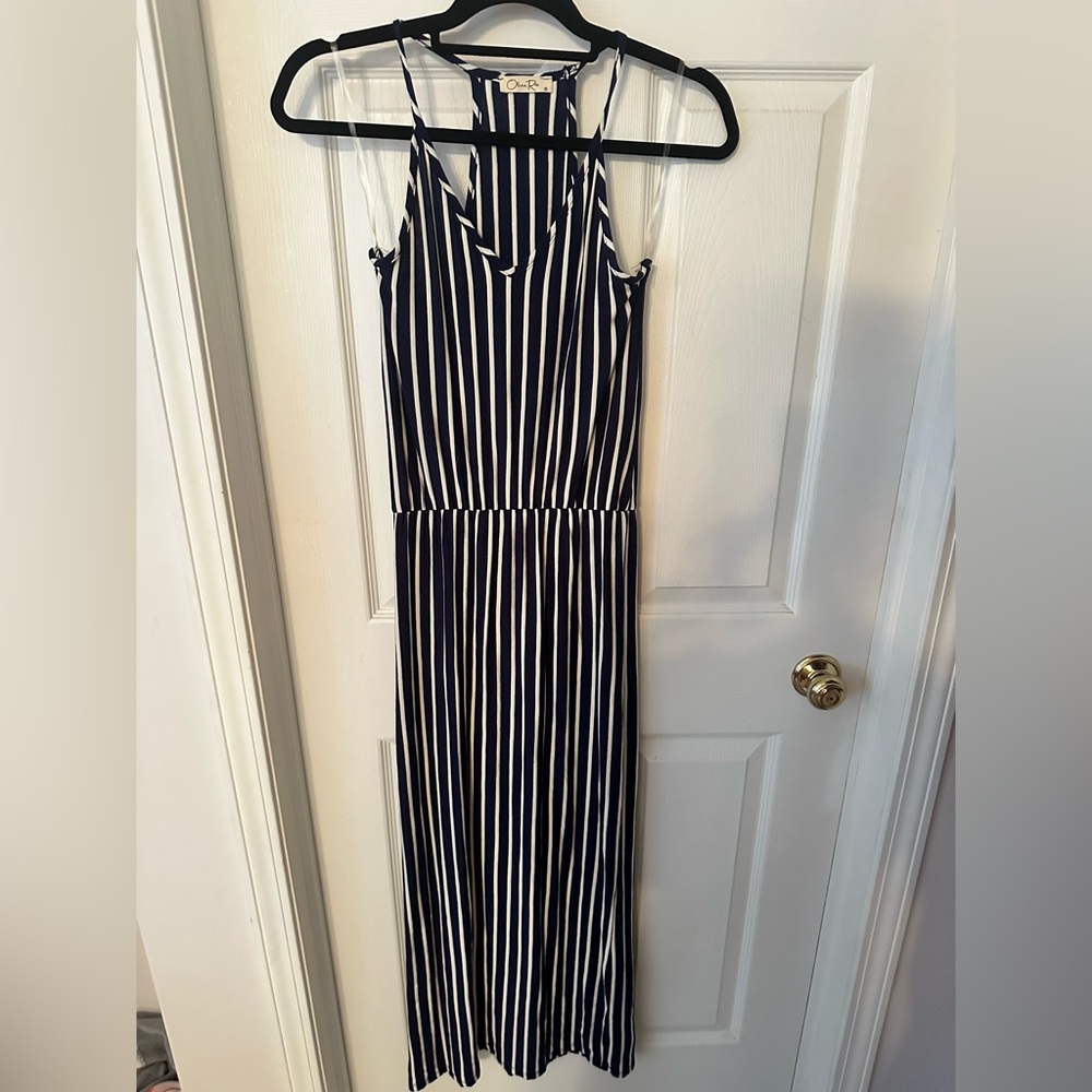 Olivia Rae Navy and White vertical Striped Dress size medium